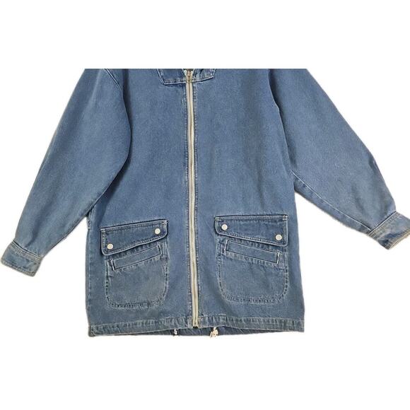 Vintage Andy John’s ~Woman Size M~ Blue Denim Zip Up Hoodie Jacket Unlined. - Picture 11 of 11